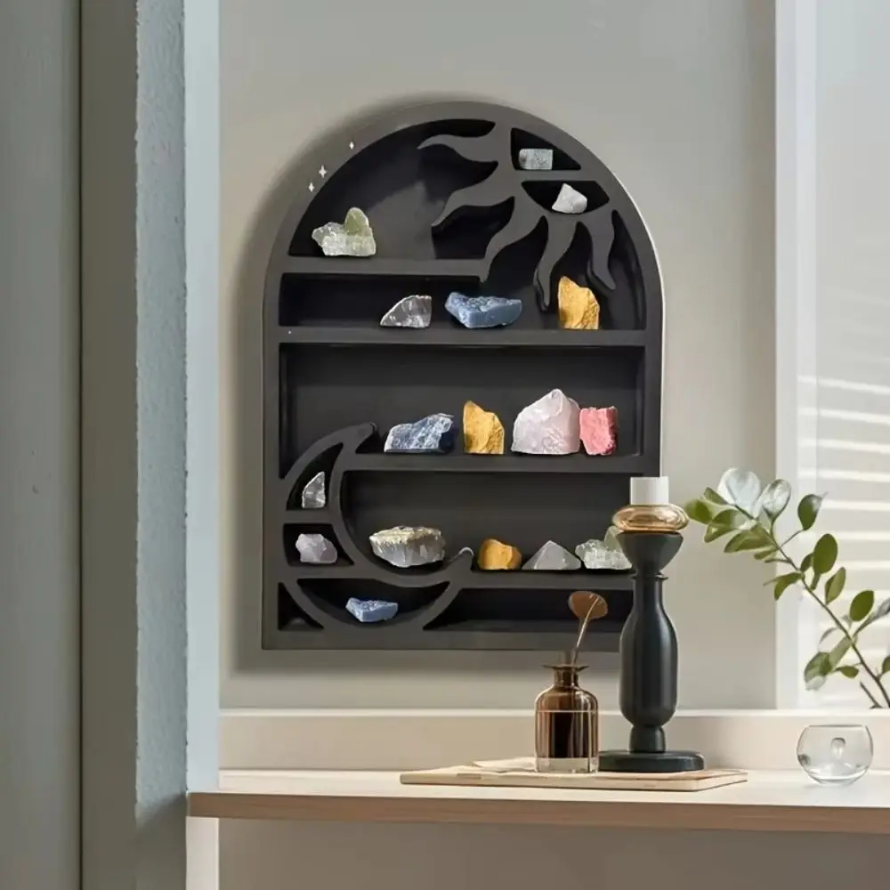 Wooden Material Wood Storage Shelf Crescent Sun Design Bohemian Style Crystal Shelf Vintage Style Moon Design Wall Shelf
Wooden Material Wood Storage Shelf Crescent Sun Design Bohemian Style Crystal Shelf Vintage Style Moon Design Wall Shelf