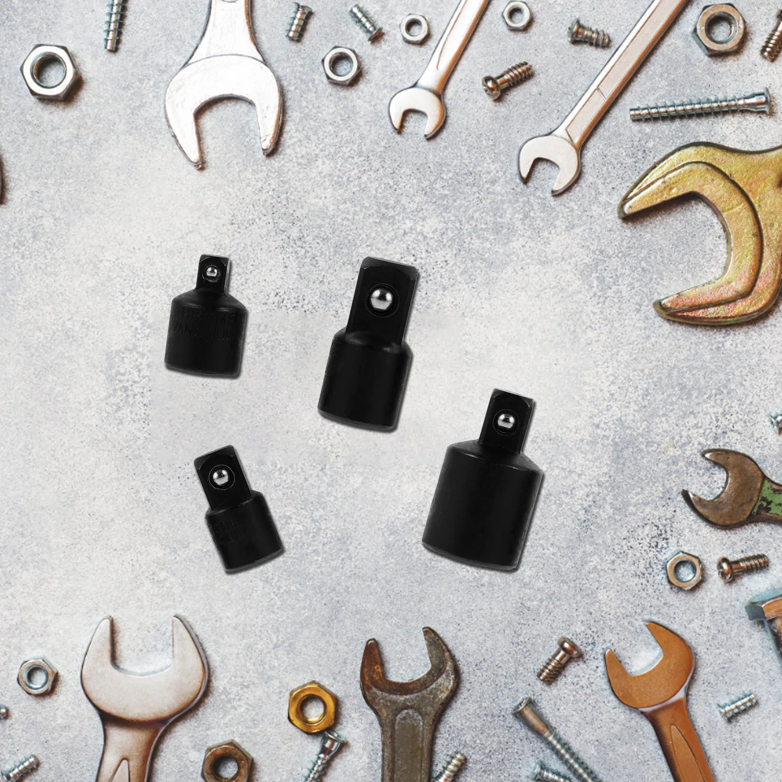 4pcs Set 1/4 Impact 3/8 To 1/4 Adapter Swivel Socket Tool Drive Conversion For Mechanics 1/2 Inch Socket Tool To 3/8