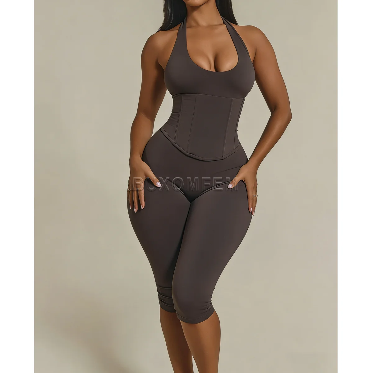 Women's Seamless Hanging Neck Shapewear Ladies Elastic Tight Complete Body Shaper Stylish Colorful Mid-Length Pants Bodysuits
Women's Seamless Hanging Neck Shapewear Ladies Elastic Tight Complete Body Shaper Stylish Colorful Mid-Length Pants Bodysuits