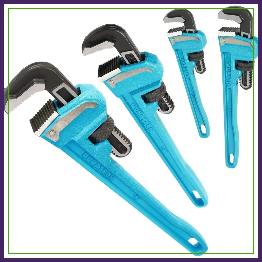 4-Piece Heavy Duty Pipe Wrench Set, 8", 10", 14", 18", Adjustable Plumbing Wrench, Malleable Cast Iron Handle
4-Piece Heavy Duty Pipe Wrench Set, 8", 10", 14", 18", Adjustable Plumbing Wrench, Malleable Cast Iron Handle