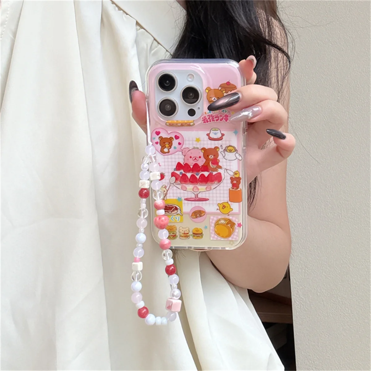 Korean Cute Cake Bear Phone Case For iPhone 16 Pro 15 14 13 Pro Max Back Cover with Chain Shockproof Cartoon Cases 
Korean Cute Cake Bear Phone Case For iPhone 16 Pro 15 14 13 Pro Max Back Cover with Chain Shockproof Cartoon Cases