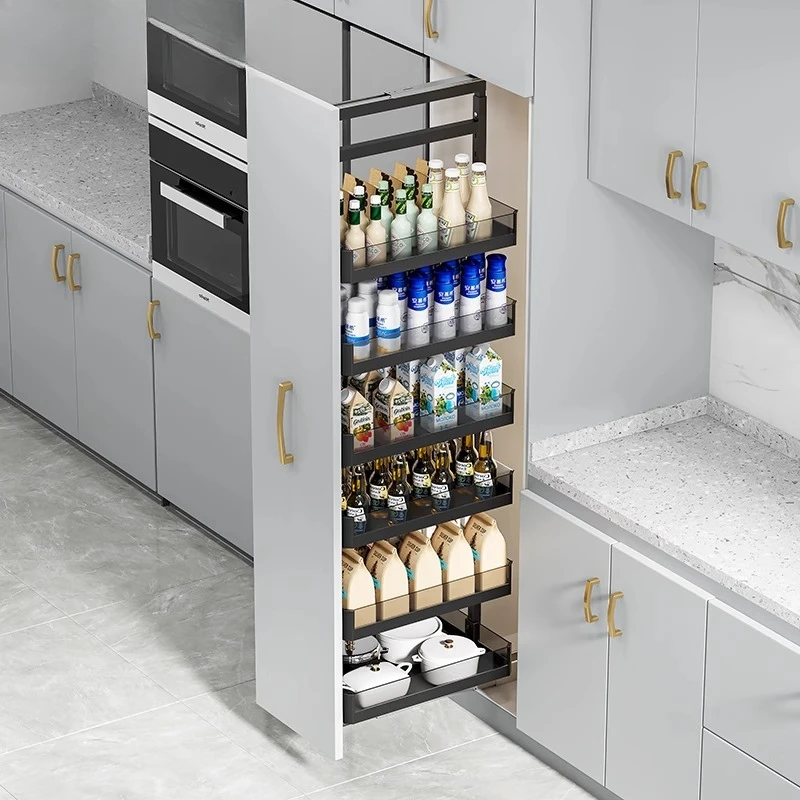 High cabinet pull basket kitchen cabinet refrigerator side high depth narrow multi-layer snack pull basket
High cabinet pull basket kitchen cabinet refrigerator side high depth narrow multi-layer snack pull basket