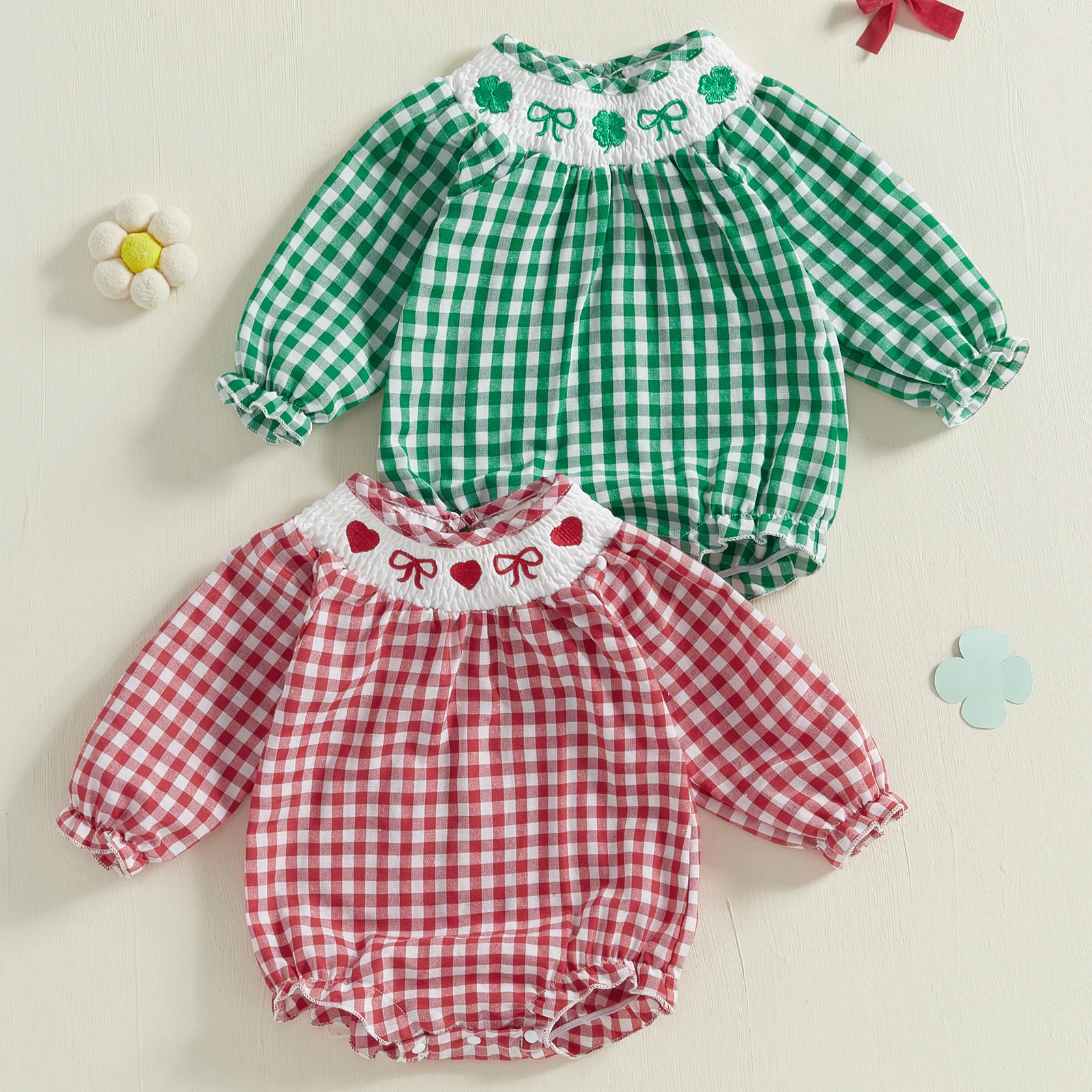 Baby Girls Smocked Bubble Rompers Long Sleeve Crew Neck Plaid Embroidery Bodysuit Clothes Cute Baby Clothing
Baby Girls Smocked Bubble Rompers Long Sleeve Crew Neck Plaid Embroidery Bodysuit Clothes Cute Baby Clothing