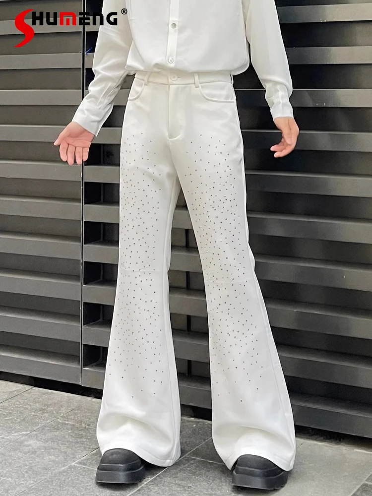 Модные мужские брюки-клеш с микро-отделкой под бриллианты, весна 2026, с высокой талией, комфортные, широкие, однотонные, в стиле High Street
Модные мужские брюки-клеш с микро-отделкой под бриллианты, весна 2026, с высокой талией, комфортные, широкие, однотонные, в стиле High Street