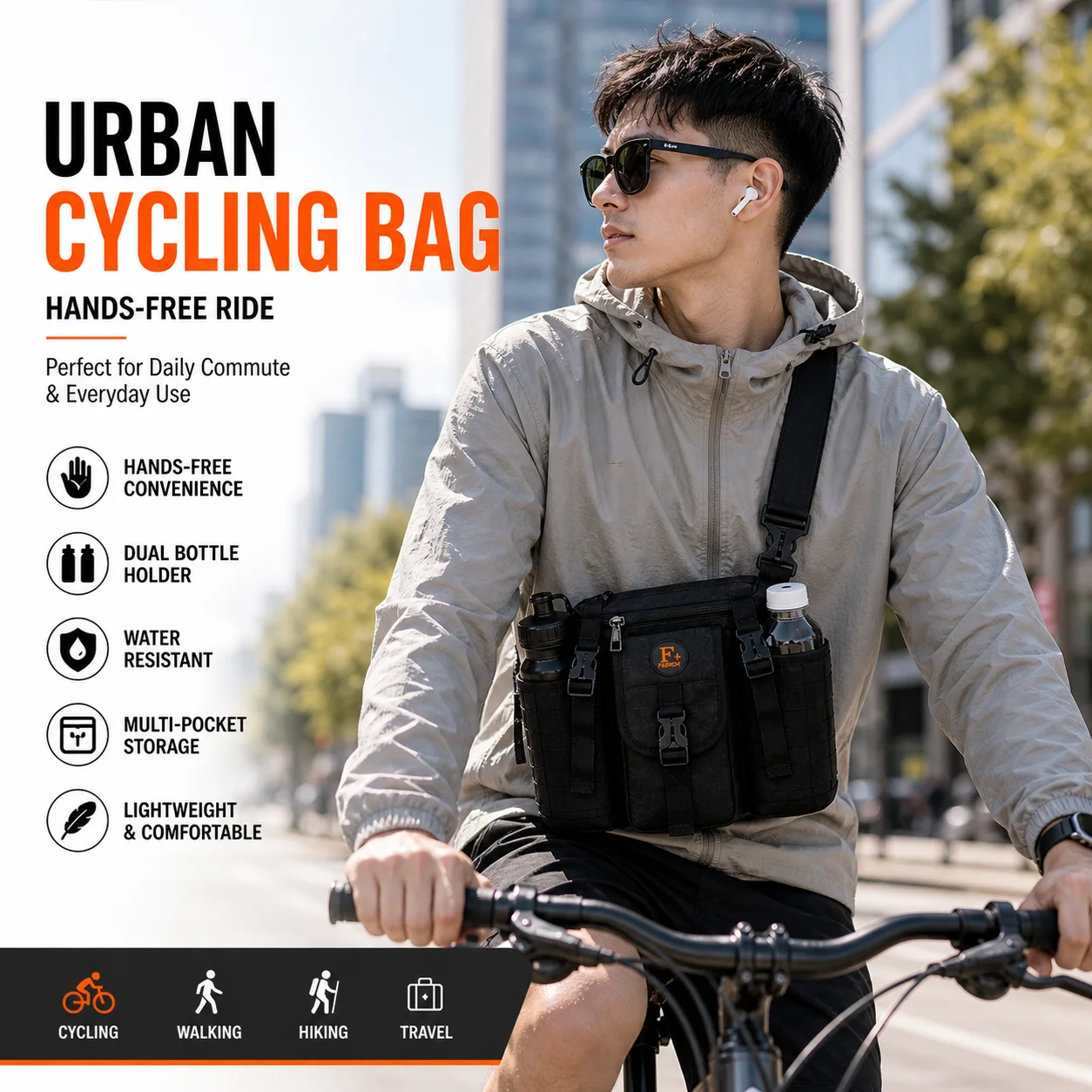 Small Hiking Bag with Dual Water Bottle Holders, Multi Pocket Cycling Crossbody Bag for Outdoor Walking Travel Daily Carry
Small Hiking Bag with Dual Water Bottle Holders, Multi Pocket Cycling Crossbody Bag for Outdoor Walking Travel Daily Carry