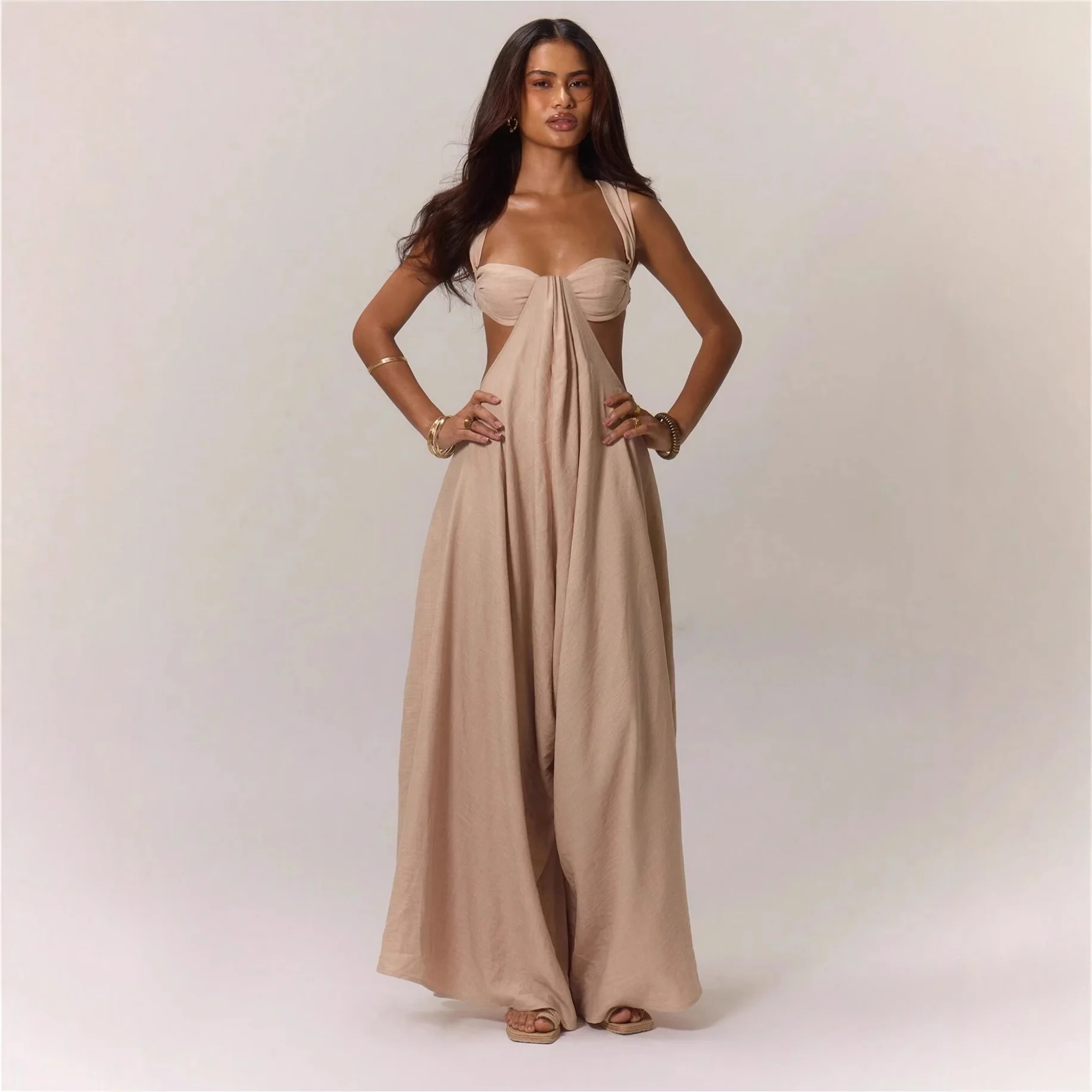 Women's Summer Strappy Jumpsuit, Cartoon Printed Wide-Leg Jumpsuit with Belt and Tie Detail at Chest
Women's Summer Strappy Jumpsuit, Cartoon Printed Wide-Leg Jumpsuit with Belt and Tie Detail at Chest