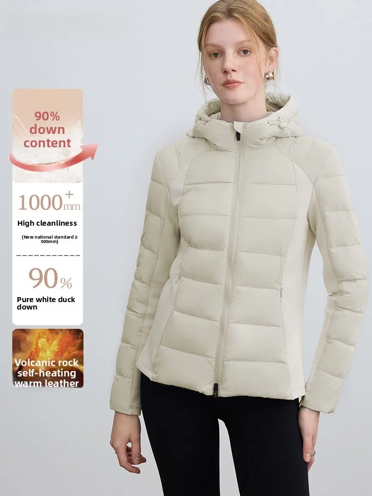 Slim Fit White Duck down Jacket Women's Lightweight Padded Coat Hooded Striped Splicing Design Commute Style Winter Outerwear
Slim Fit White Duck down Jacket Women's Lightweight Padded Coat Hooded Striped Splicing Design Commute Style Winter Outerwear