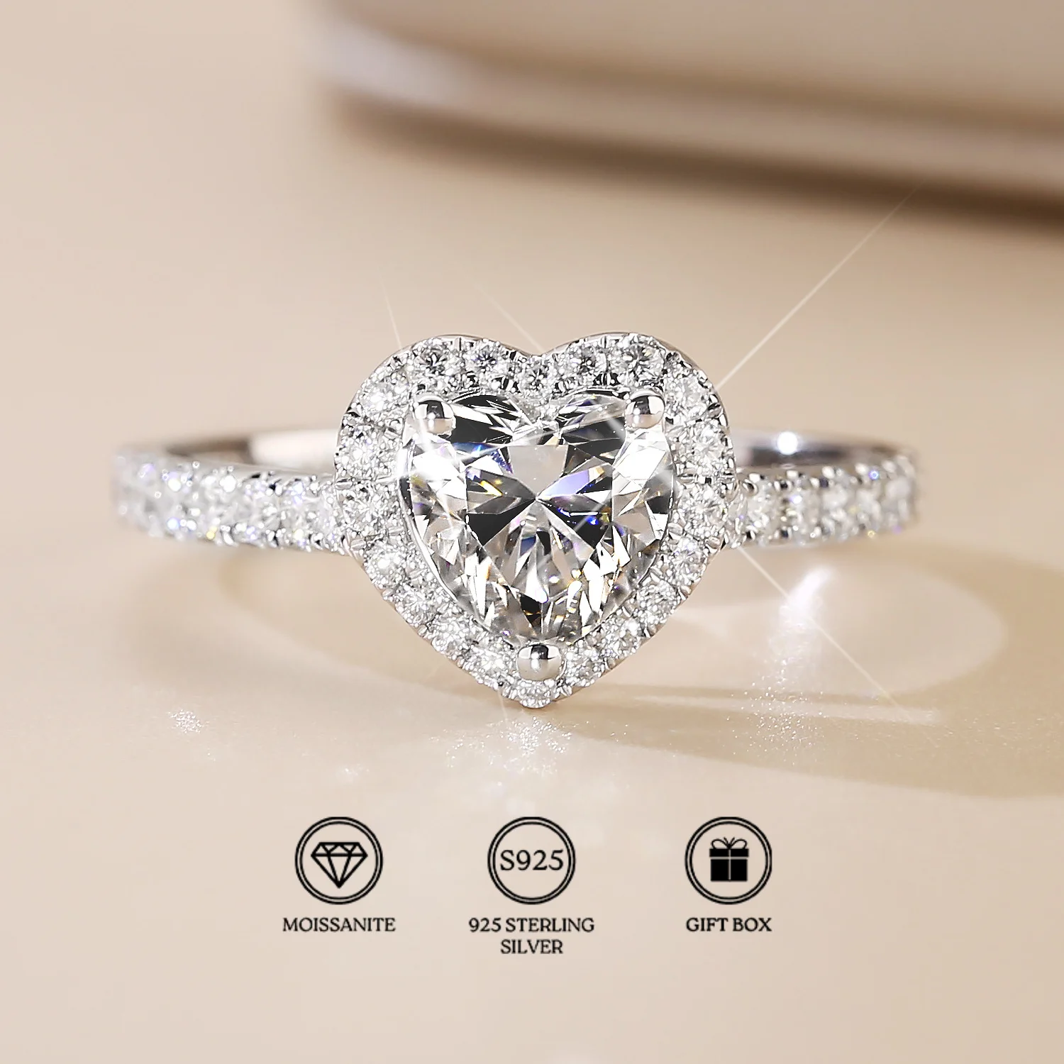 1Pc 1Carat Heart-Shaped Moissanite Ring in S925 Silver, Delicate and Romantic, An Everlasting Fashion Icon and A Heartwarming.
1Pc 1Carat Heart-Shaped Moissanite Ring in S925 Silver, Delicate and Romantic, An Everlasting Fashion Icon and A Heartwarming.