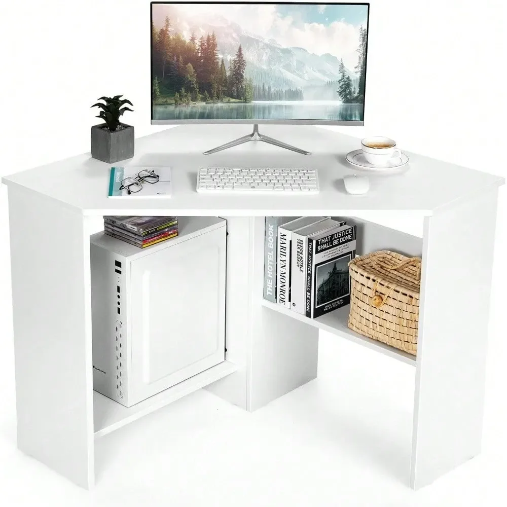 Corner Desk, SpaceSaving Computer Desk For Small Spaces, Vanity Desk With Storage Shelves 2 Cable Holes, For Home Office, Livin
Corner Desk, SpaceSaving Computer Desk For Small Spaces, Vanity Desk With Storage Shelves 2 Cable Holes, For Home Office, Livin