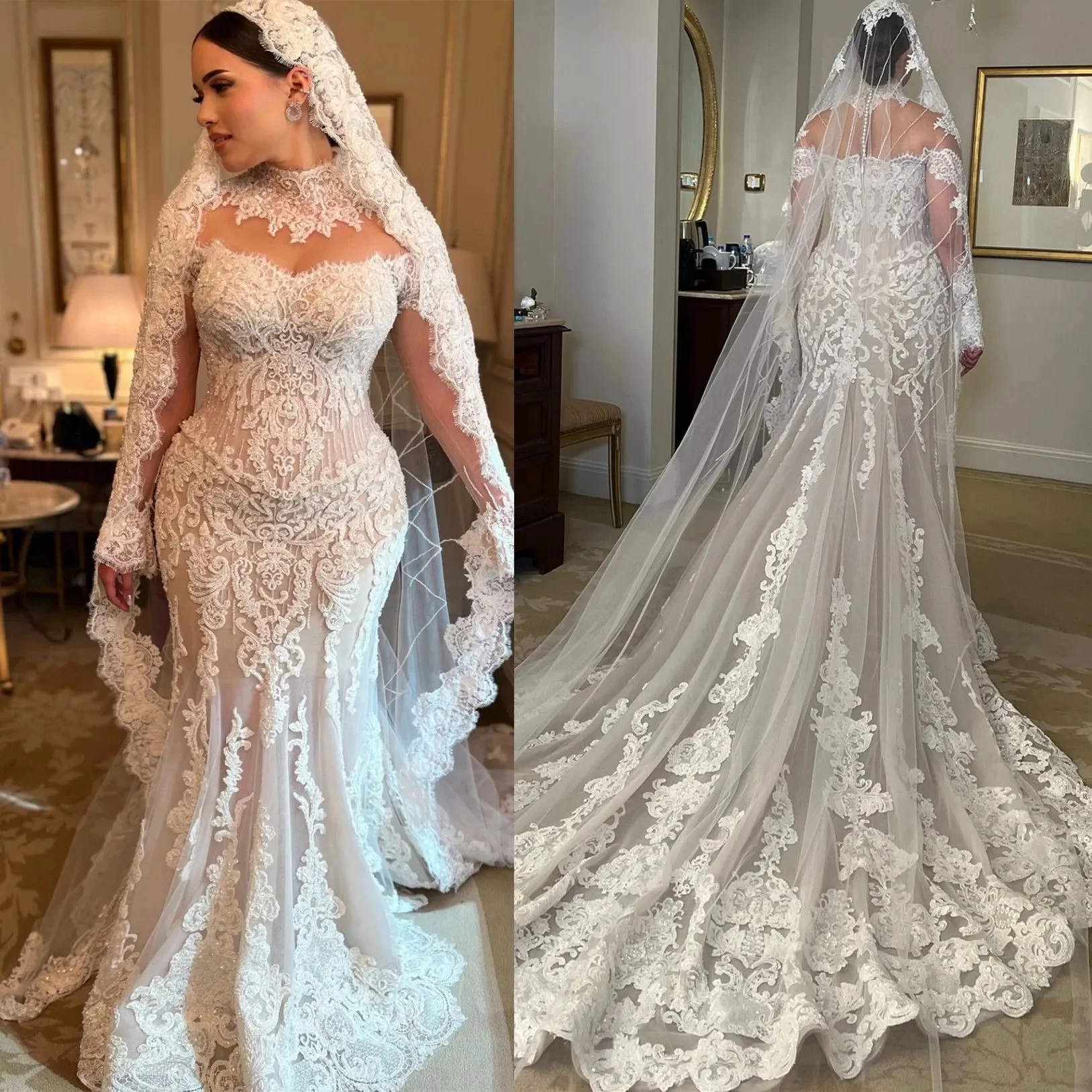 Индивидуальные арабские свадебные платья Aso Ebi размера плюс цвета слоновой кости с русалкой, иллюзия, стразы, кружево, тюль, спагетти, винтаж
Индивидуальные арабские свадебные платья Aso Ebi размера плюс цвета слоновой кости с русалкой, иллюзия, стразы, кружево, тюль, спагетти, винтаж