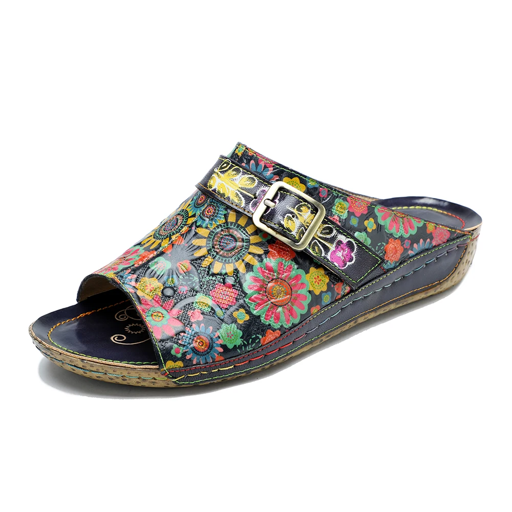 Genuine Leather Women Slides Shoes Hand Painted Sandals For Women Retro Floral Belt Buckle Comfortable Slippers Female Footwear
Genuine Leather Women Slides Shoes Hand Painted Sandals For Women Retro Floral Belt Buckle Comfortable Slippers Female Footwear