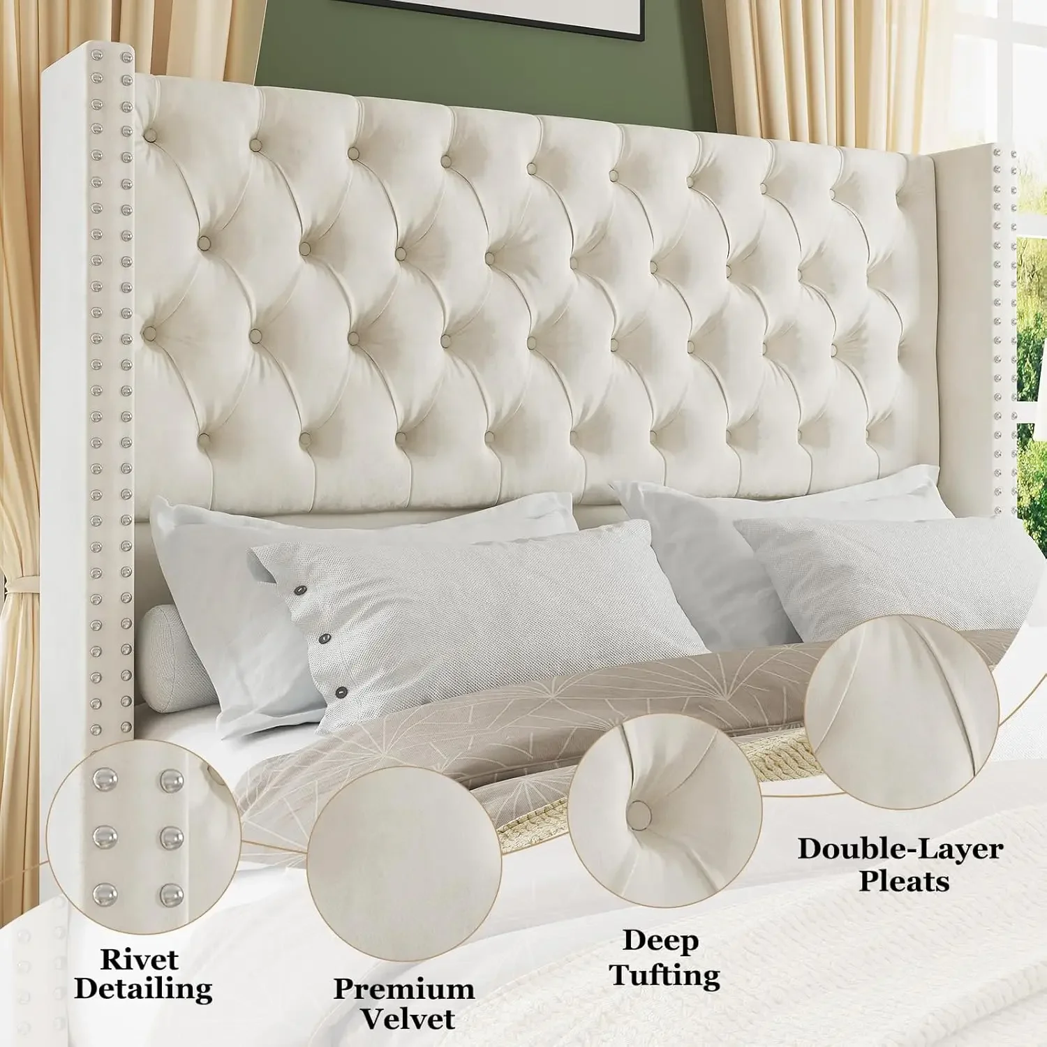 Platform Bed No Box Spring Needed123Modern Queen Bed Frame with 51.6” Wingback Tufted Velvet Headboard Upholstered
Platform Bed No Box Spring Needed123Modern Queen Bed Frame with 51.6” Wingback Tufted Velvet Headboard Upholstered