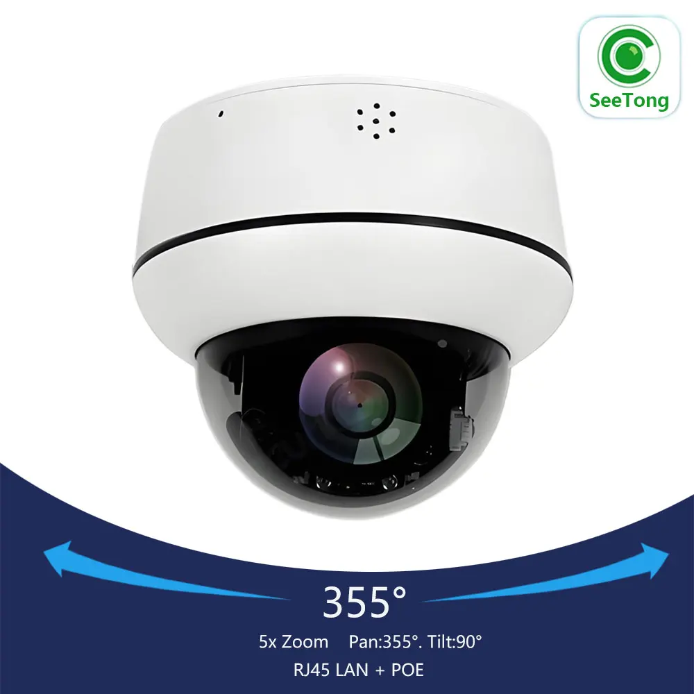 Seetong HD 5MP Security Vedio PTZ Dome POE 2.7-13.5mm 5X Optical Zoom Two Way Audio Humanoid Tracking Outdoor
Seetong HD 5MP Security Vedio PTZ Dome POE 2.7-13.5mm 5X Optical Zoom Two Way Audio Humanoid Tracking Outdoor