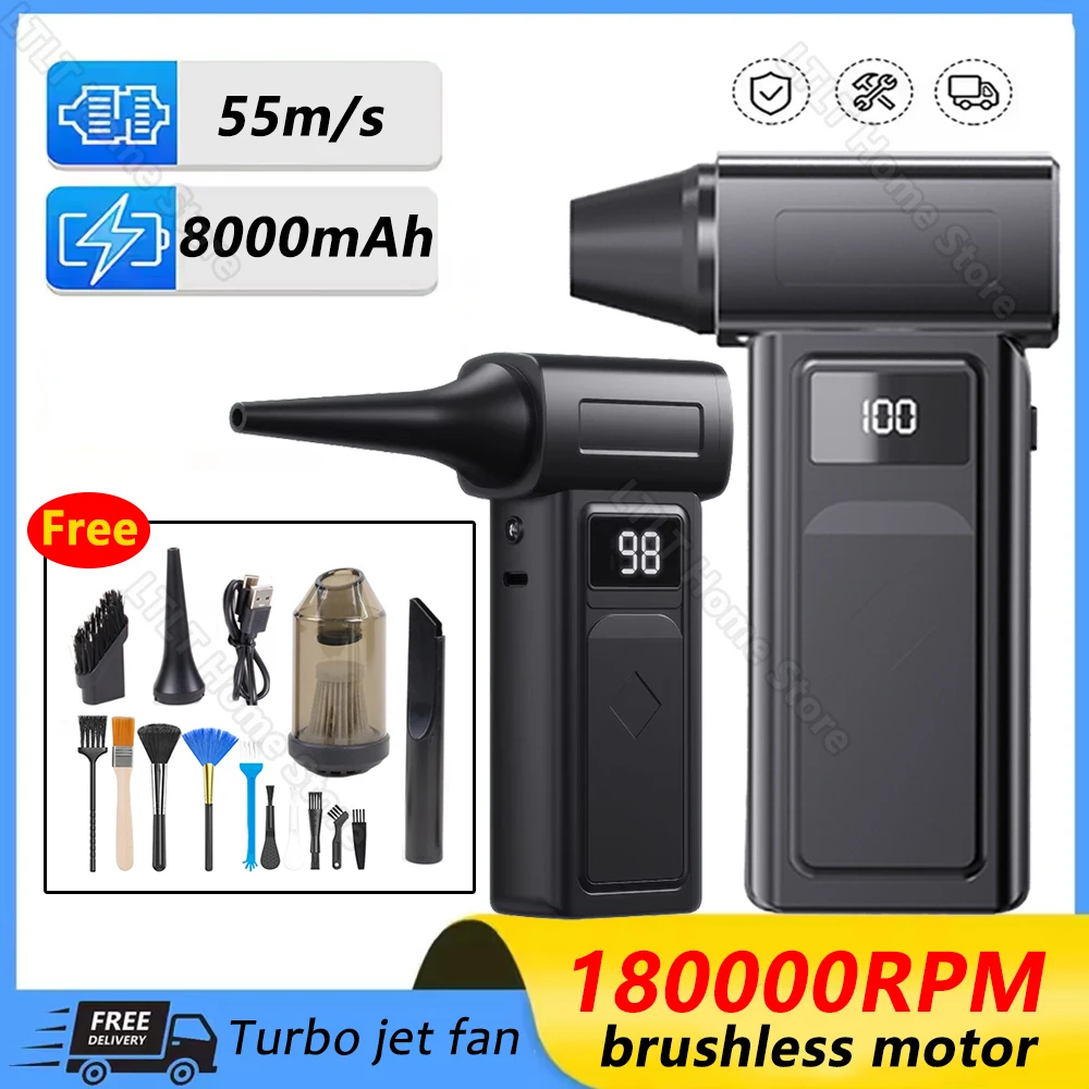 Electric Air Turbo Fan Portable Turbo Jet Fan & Flashlight 180000RPM Handheld Brushless Motor Dust Blower Cordless Dust Remover
Electric Air Turbo Fan Portable Turbo Jet Fan & Flashlight 180000RPM Handheld Brushless Motor Dust Blower Cordless Dust Remover