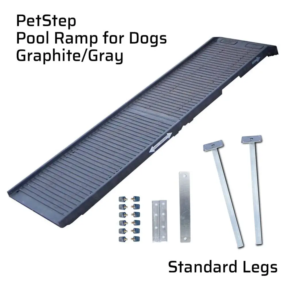 Pool Ramp for Dogs Standard Legs, Graphite Gray Small and Large Dog Pool Ramp for AboveGround and InGround Pools