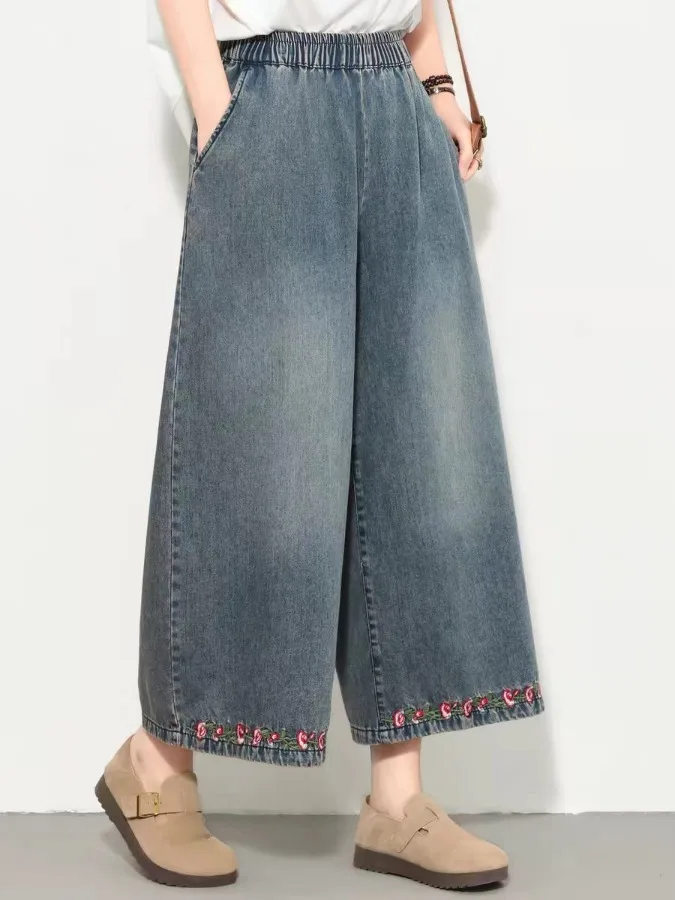 2026 Summer New plus Size Loose Wide Leg Jeans Women's Casual High Waist Embroidered Denim Pants Trendy Body Concealing
2026 Summer New plus Size Loose Wide Leg Jeans Women's Casual High Waist Embroidered Denim Pants Trendy Body Concealing