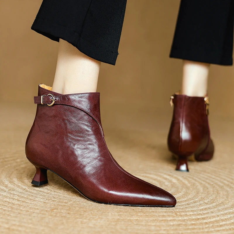 NEW Autumn Ankle Boots Genuine Leather Shoes for Women Pointed Toe Thin Heel Shoes Elegant Zip Modern Boots Buckle Daily Shoes
NEW Autumn Ankle Boots Genuine Leather Shoes for Women Pointed Toe Thin Heel Shoes Elegant Zip Modern Boots Buckle Daily Shoes