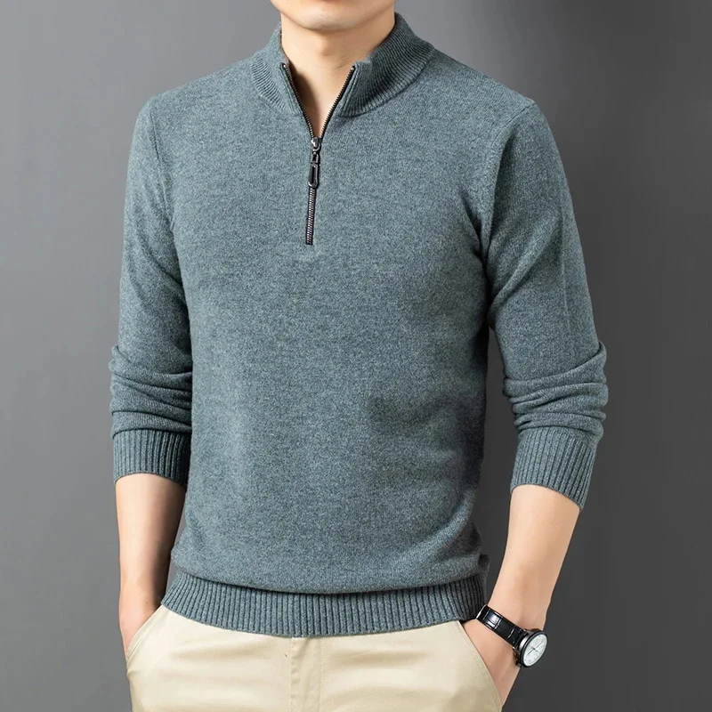 Wool Pure Sweater Autumn and Winter Solid Color Half Turtleneck Zipper Knitted Bottoming Leisure Men's
Wool Pure Sweater Autumn and Winter Solid Color Half Turtleneck Zipper Knitted Bottoming Leisure Men's