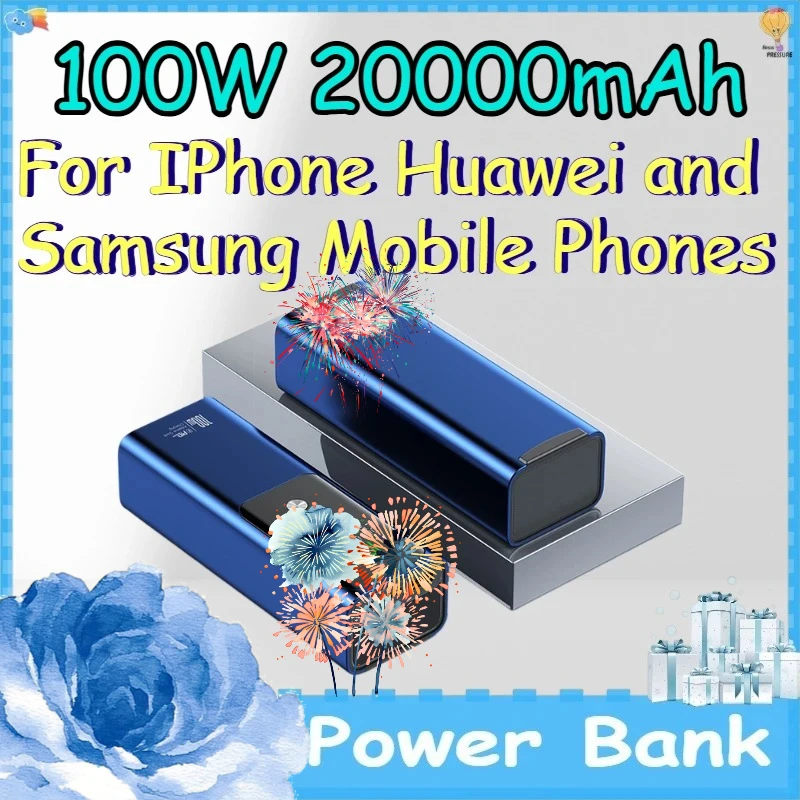 100W 20000mAh Power Bank for IPhone Huawei and Samsung Mobile Phones Notebook Fast Charging Mobile PowerBank
100W 20000mAh Power Bank for IPhone Huawei and Samsung Mobile Phones Notebook Fast Charging Mobile PowerBank
