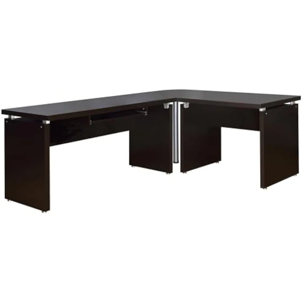 L-Shaped Skylar Engineered Wood Computer Desk with 83-Inch Length, Keyboard Tray, Slide-Out Tray, and Metallic Finish 
L-Shaped Skylar Engineered Wood Computer Desk with 83-Inch Length, Keyboard Tray, Slide-Out Tray, and Metallic Finish