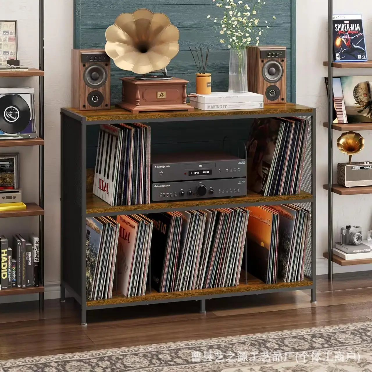 Iron and wood combined with Bluetooth bookshelf, multi-layer computer speaker storage rack, wooden desktop card, monitor audio
Iron and wood combined with Bluetooth bookshelf, multi-layer computer speaker storage rack, wooden desktop card, monitor audio
