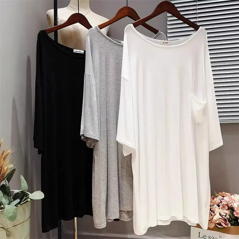 Summer Thin Modal Casual Loose Short Sleeve Mid-Length Half Sleeve T-Shirt Dress Women's Comfortable Breathable Cotton Gown
Summer Thin Modal Casual Loose Short Sleeve Mid-Length Half Sleeve T-Shirt Dress Women's Comfortable Breathable Cotton Gown