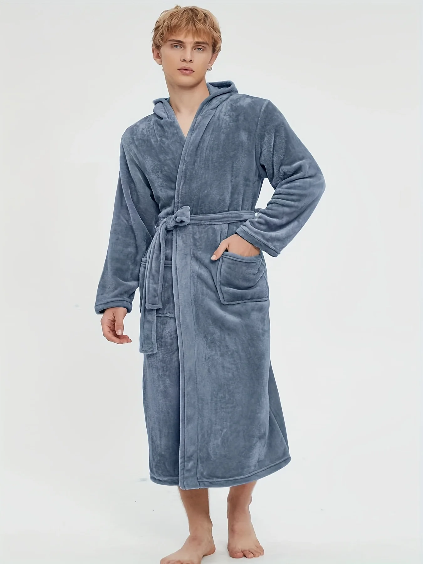 Flannel Soft Fleece Robe with Long Sleeves, Adjustable Belt, Hooded Design, Ideal Choice for Home and Beach Comfort
Flannel Soft Fleece Robe with Long Sleeves, Adjustable Belt, Hooded Design, Ideal Choice for Home and Beach Comfort