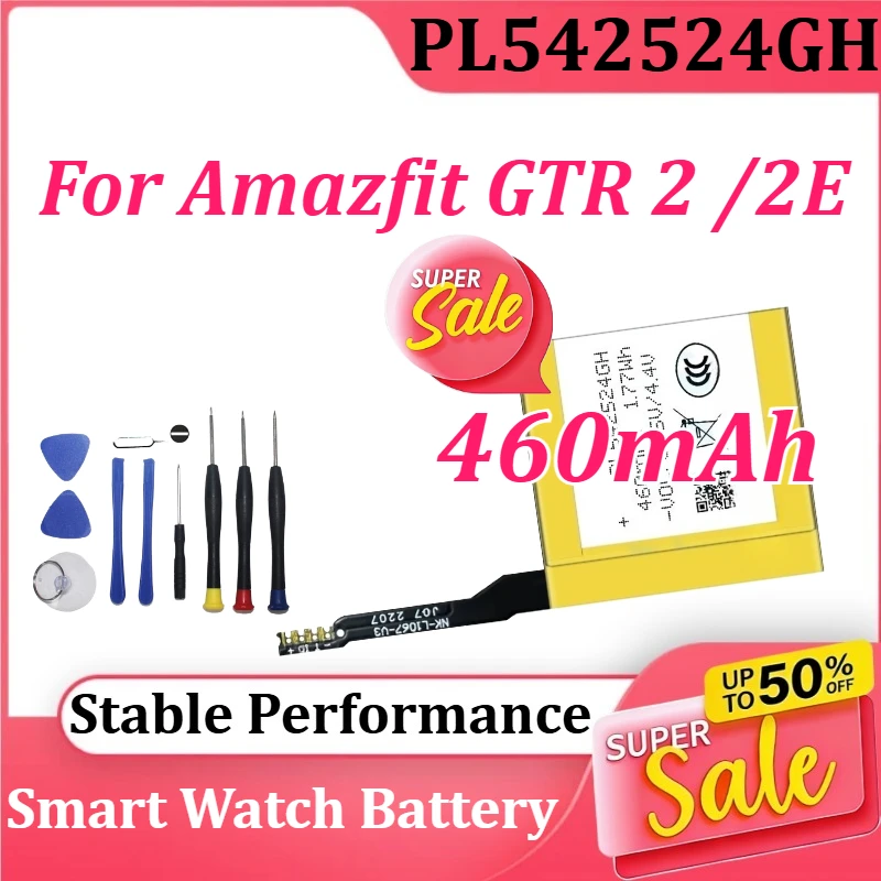 Battery PL542524GH 460mAh for Amazfit GTR 2 /2E Smart Watch Battery PL542524 542524 Digital Battery +Tool
Battery PL542524GH 460mAh for Amazfit GTR 2 /2E Smart Watch Battery PL542524 542524 Digital Battery +Tool