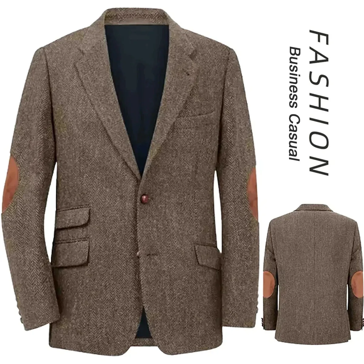 Men's Casual Blazer British Retro Style Classic Herringbone Fabric Elbow Patchwork Design Daily Leisure Business Autumn Winter
Men's Casual Blazer British Retro Style Classic Herringbone Fabric Elbow Patchwork Design Daily Leisure Business Autumn Winter