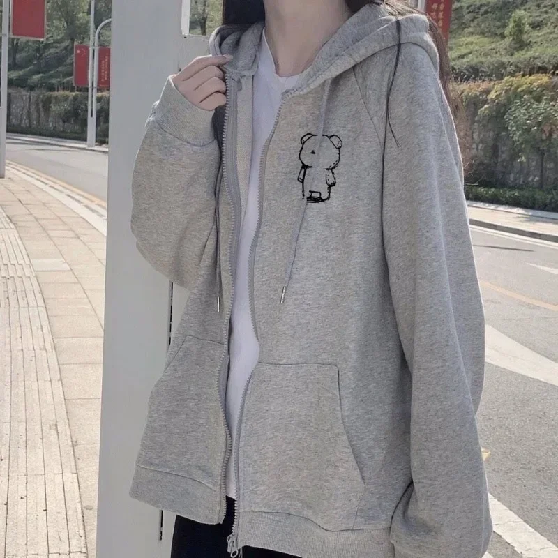 Hooded Tops Long Sleeve Korean Oversize Zipper Sweet Preppy Style Women Y2k Autumn Bear Print Sweatshirts Casual Sudaderas
Hooded Tops Long Sleeve Korean Oversize Zipper Sweet Preppy Style Women Y2k Autumn Bear Print Sweatshirts Casual Sudaderas