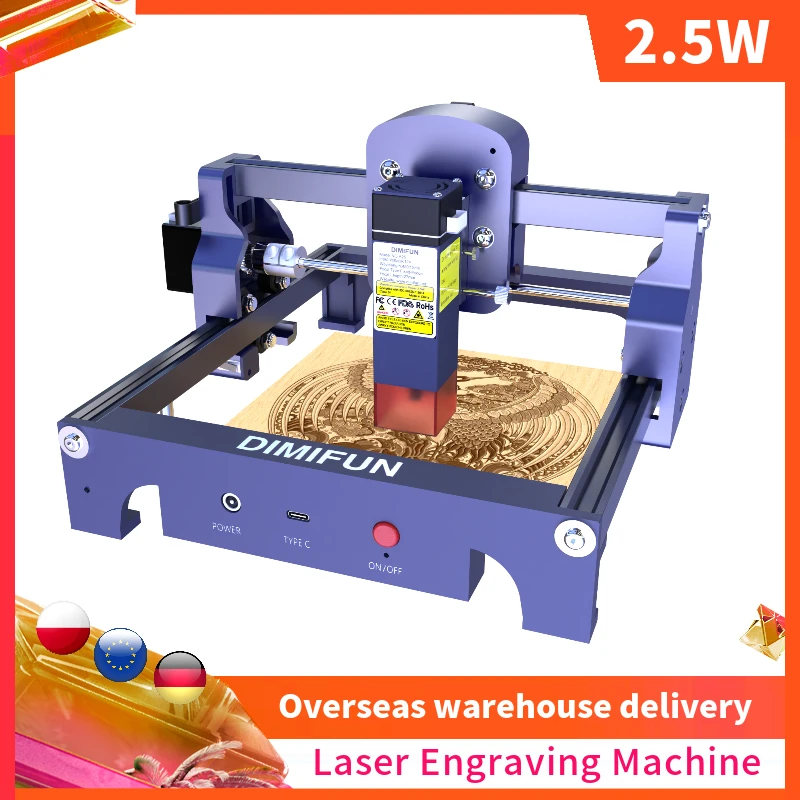 High Precision DIMIFUN 2.5W Laser Engraving Machine for Woodworking Home Use DIMIFUN Lightburn LaserGRBL CNC Wood Board Leather
High Precision DIMIFUN 2.5W Laser Engraving Machine for Woodworking Home Use DIMIFUN Lightburn LaserGRBL CNC Wood Board Leather