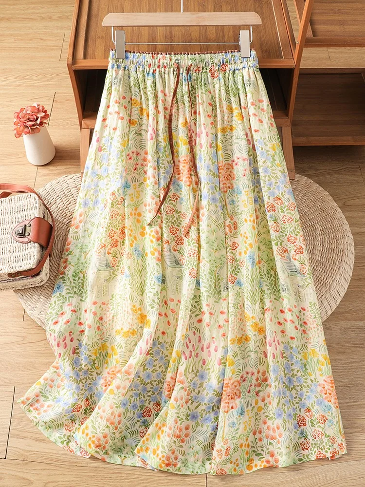 Floral Contrast Cotton Linen Midi Skirt Women's Summer Elastic Waist Countryside Vacation A-Line Umbrella Skirt
Floral Contrast Cotton Linen Midi Skirt Women's Summer Elastic Waist Countryside Vacation A-Line Umbrella Skirt