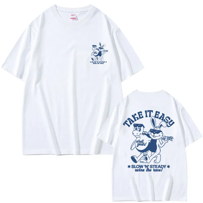 Funny Take It Easy Slow N Steady Tortoise Rabbit Graphic T Shirt Male Cute Cartoon Tshirt Men Women's Casual Oversized T-shirts
Funny Take It Easy Slow N Steady Tortoise Rabbit Graphic T Shirt Male Cute Cartoon Tshirt Men Women's Casual Oversized T-shirts