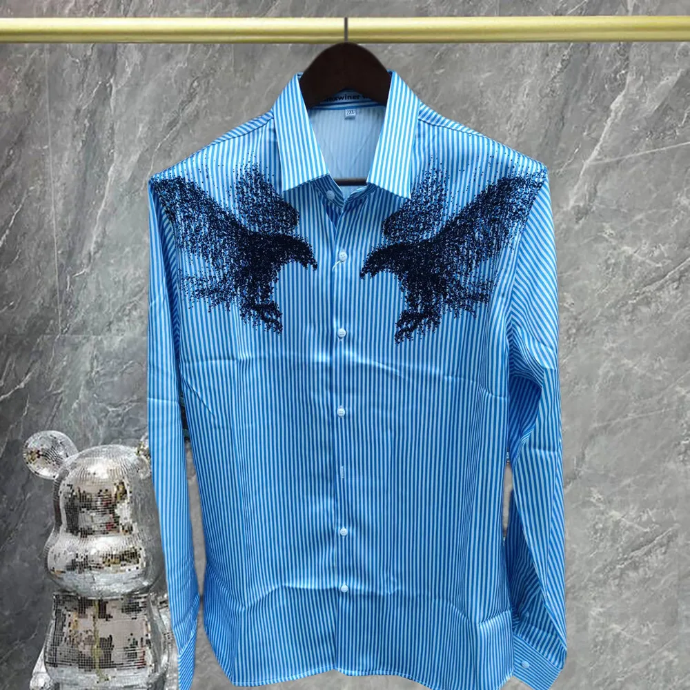 Korean Men Clothes Blue Striped Print Slim Dress Shirts Long Sleeve Shirt Tops Men Holiday Hawaiian Slim Mode Chemise Homme
Korean Men Clothes Blue Striped Print Slim Dress Shirts Long Sleeve Shirt Tops Men Holiday Hawaiian Slim Mode Chemise Homme