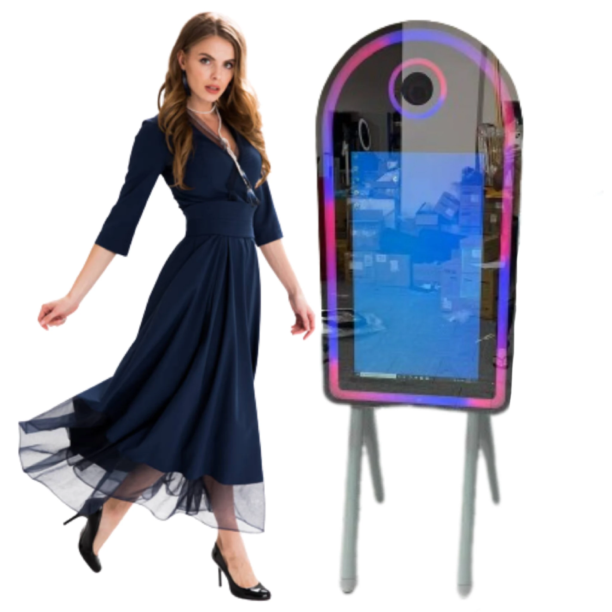 45inch 32inch Mirror Photo Booth Semi-ellipse Photobooth DSLR Camera Booths with Flash Light and Umbrella
45inch 32inch Mirror Photo Booth Semi-ellipse Photobooth DSLR Camera Booths with Flash Light and Umbrella