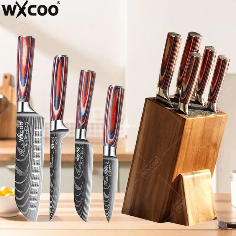 WXCOO 1~5PCS Professional Chef Knife for Cooking Meat Cleaver Stainless Steel Kitchen Knife Set with Acacia Wood Knife Holder
WXCOO 1~5PCS Professional Chef Knife for Cooking Meat Cleaver Stainless Steel Kitchen Knife Set with Acacia Wood Knife Holder
