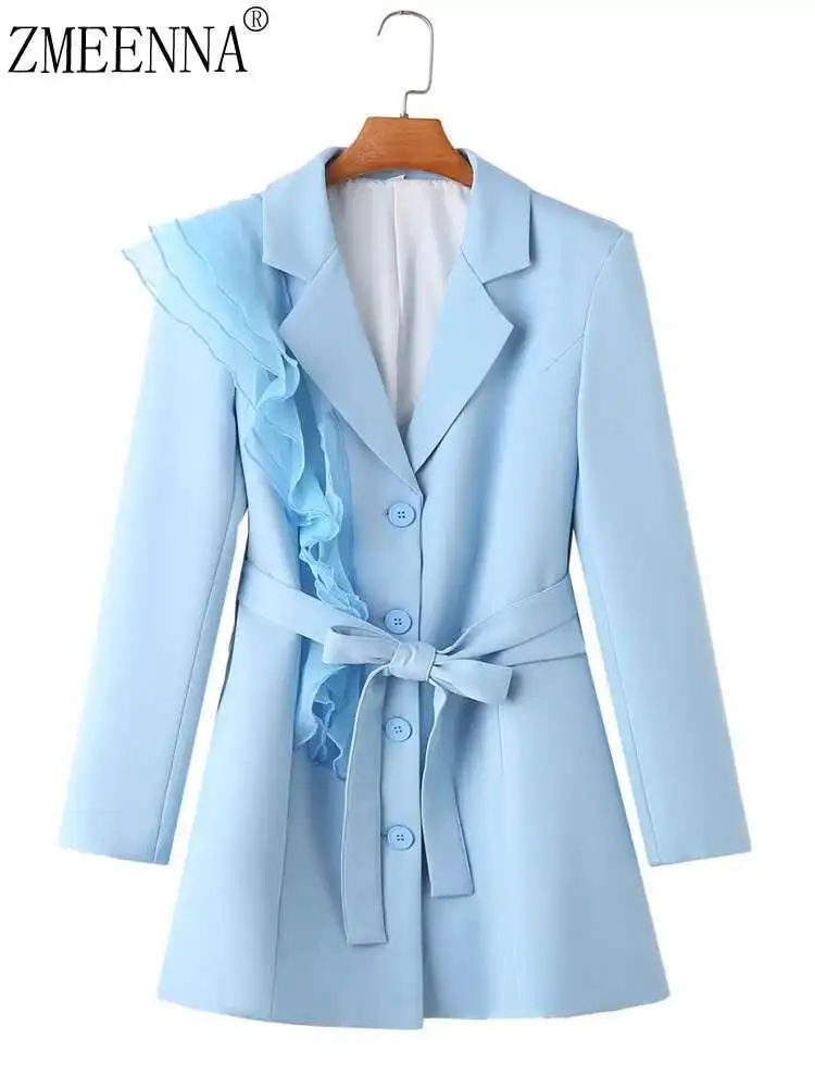 ZMEENNA With Bandage Turn-down Collar Long-sleeve Ruffles Patchwork Solid Color Women's Blazers 2024 Autumn Winter New ZM324
ZMEENNA With Bandage Turn-down Collar Long-sleeve Ruffles Patchwork Solid Color Women's Blazers 2024 Autumn Winter New ZM324