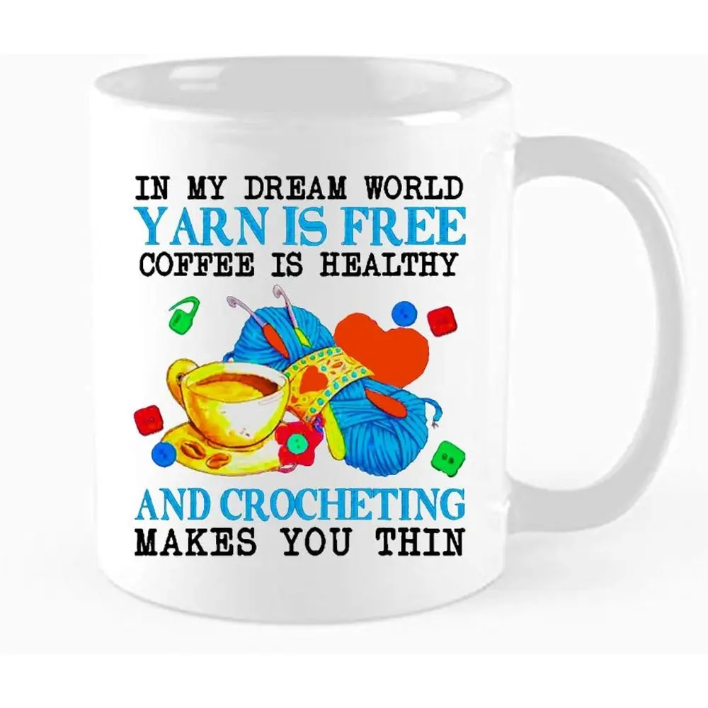 Funny Crochet-Themed Coffee Mug with Yarn & "In My Dream World" Slogan - Ceramic Tea/Coffee Cup Suitable
Funny Crochet-Themed Coffee Mug with Yarn & "In My Dream World" Slogan - Ceramic Tea/Coffee Cup Suitable