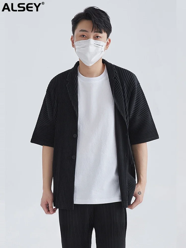 Костюм ALSEY Miyake мужской плиссированный с коротким рукавом, Однотонная рубашка, однобортный Тонкий Свободный Повседневный, рубашка, на лето
Костюм ALSEY Miyake мужской плиссированный с коротким рукавом, Однотонная рубашка, однобортный Тонкий Свободный Повседневный, рубашка, на лето