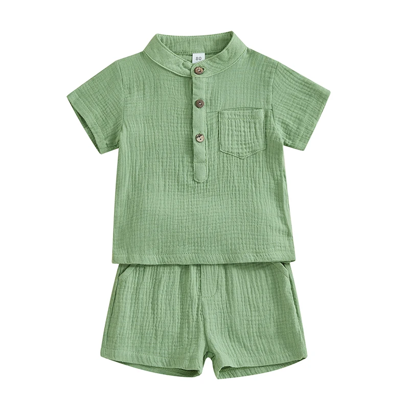 2Pcs Toddler Baby Boys Solid Color Short Sleeve Button Shirt Tops Elastic Waist Shorts Set Summer Casual Clothes
2Pcs Toddler Baby Boys Solid Color Short Sleeve Button Shirt Tops Elastic Waist Shorts Set Summer Casual Clothes
