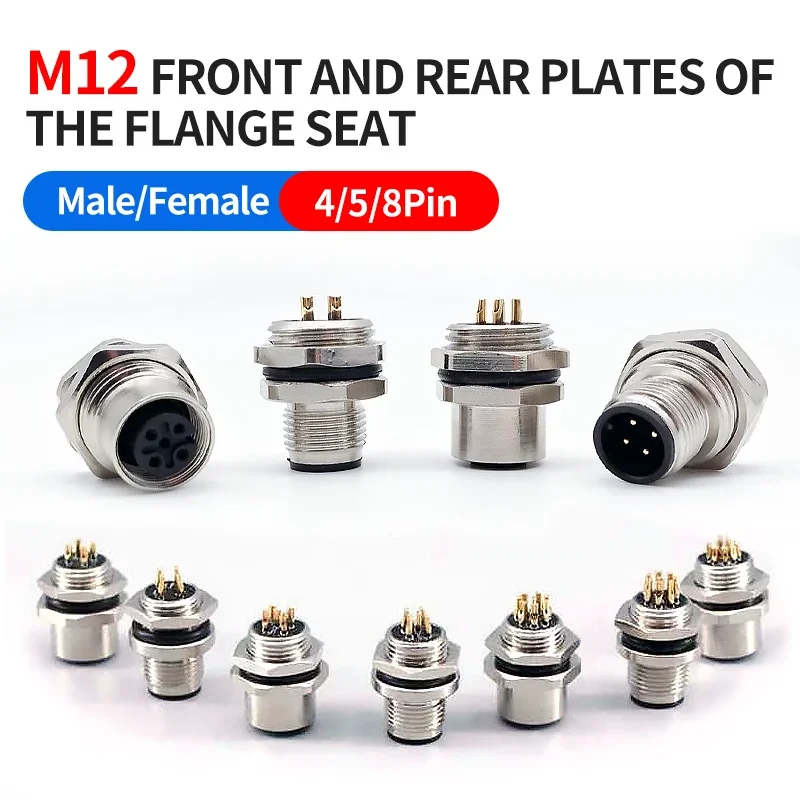 M12 flange mounting sensor connector front/rear panel waterproof male&female plug screw threaded coupling 4 5 8Pin connectors
M12 flange mounting sensor connector front/rear panel waterproof male&female plug screw threaded coupling 4 5 8Pin connectors