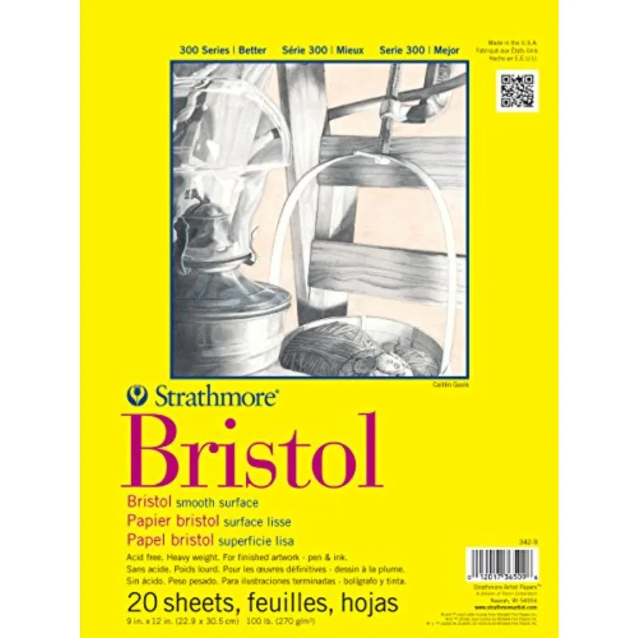 300 Series Bristol Paper Pad,,Tape Bound,,20 Sheets 100lb/270g - Artist Paper for Adults and Students - Markers, Pen and k
300 Series Bristol Paper Pad,,Tape Bound,,20 Sheets 100lb/270g - Artist Paper for Adults and Students - Markers, Pen and k