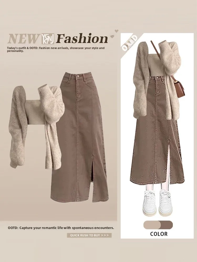 Женский вязаный свитер и юбка с высокой талией, повседневный комплект Long Sve round Ne Autumn Faion Ensemble
Женский вязаный свитер и юбка с высокой талией, повседневный комплект Long Sve round Ne Autumn Faion Ensemble