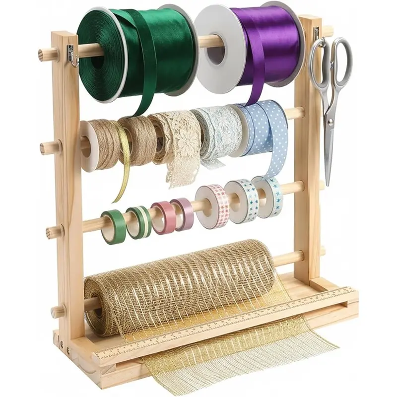 ~Latest Model Ribbon Storage Rack 4 Tier Wooden Spool Holder Organizer, For Craft Mesh For Washi Tape, Florist Wrapping
~Latest Model Ribbon Storage Rack 4 Tier Wooden Spool Holder Organizer, For Craft Mesh For Washi Tape, Florist Wrapping