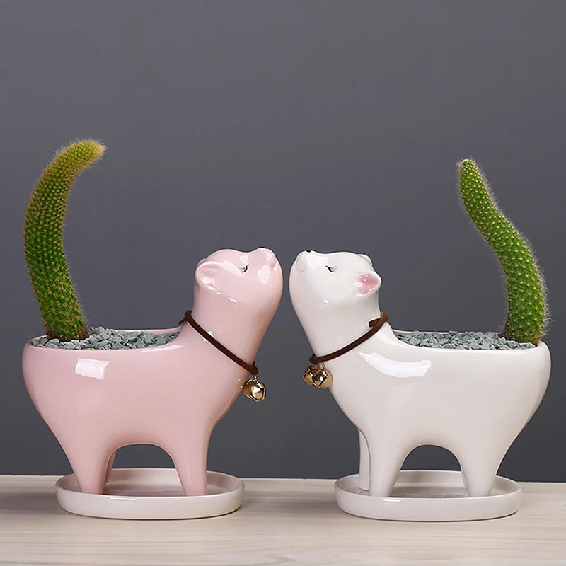 Cute Cartoon Cat Flower Pot Ceramics Creative Porcelain Flower Vase For Patio Desktop Ornament Home Decoration Courtyard Bedroom 
Cute Cartoon Cat Flower Pot Ceramics Creative Porcelain Flower Vase For Patio Desktop Ornament Home Decoration Courtyard Bedroom