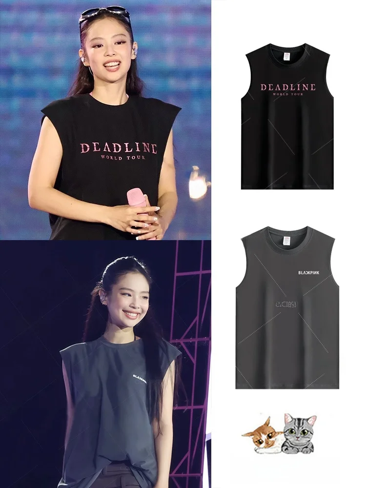 Jennie Charcoal Grey Sleeveless Tank Top Letter Print T-Shirt Women's Fashion Summer Casual Streetwear
Jennie Charcoal Grey Sleeveless Tank Top Letter Print T-Shirt Women's Fashion Summer Casual Streetwear