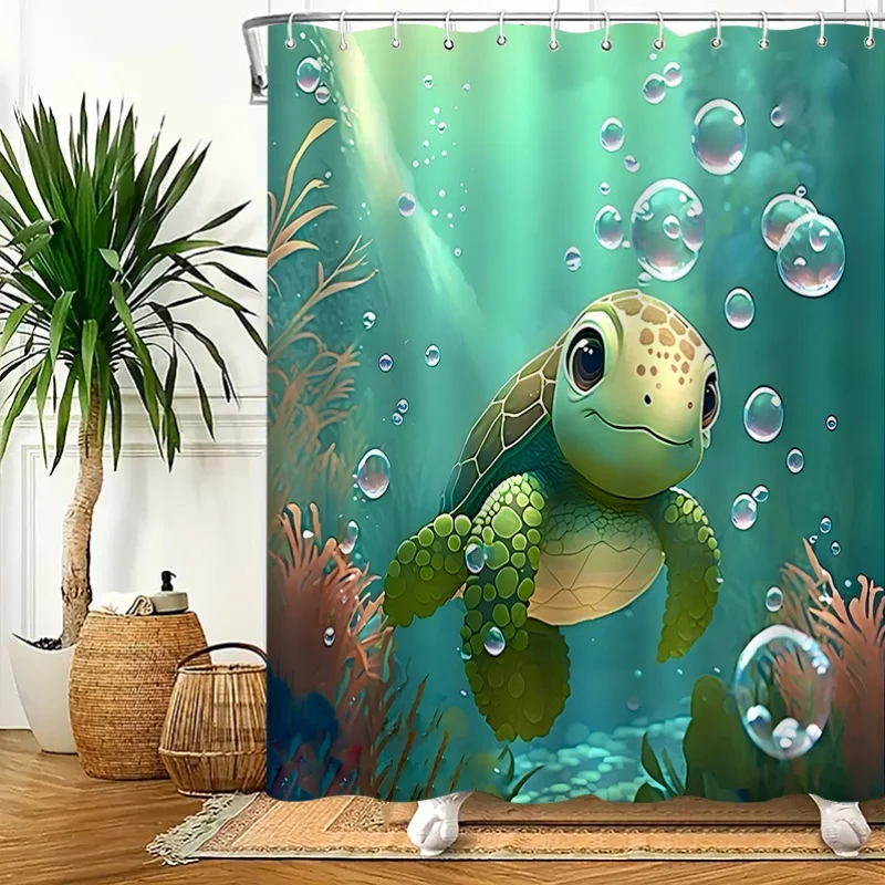 Милая подводная занавеска для душа с изображением морской черепахи, мультяшный дизайн в стиле океанского искусства для детской ванной комнаты, с крючками, улучшающая пространственную эстетику.
Милая подводная занавеска для душа с изображением морской черепахи, мультяшный дизайн в стиле океанского искусства для детской ванной комнаты, с крючками, улучшающая пространственную эстетику.