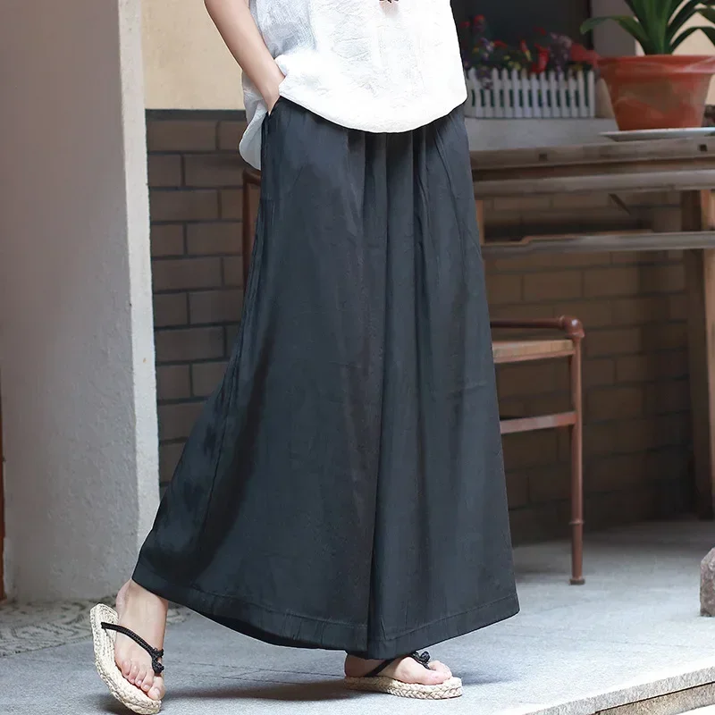 Summer Women Loose Thin Retro Simple Ethnic Lace Up Pants Girls Long Black Wide Leg Pants Flat Vintage Trousers Elastic Waist
Summer Women Loose Thin Retro Simple Ethnic Lace Up Pants Girls Long Black Wide Leg Pants Flat Vintage Trousers Elastic Waist
