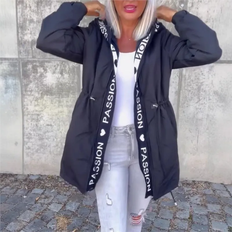 Fashionable hooded printed waist-cinching pocket long sleeved zipper jacket for autumn winter women's casual and versatile coat
Fashionable hooded printed waist-cinching pocket long sleeved zipper jacket for autumn winter women's casual and versatile coat