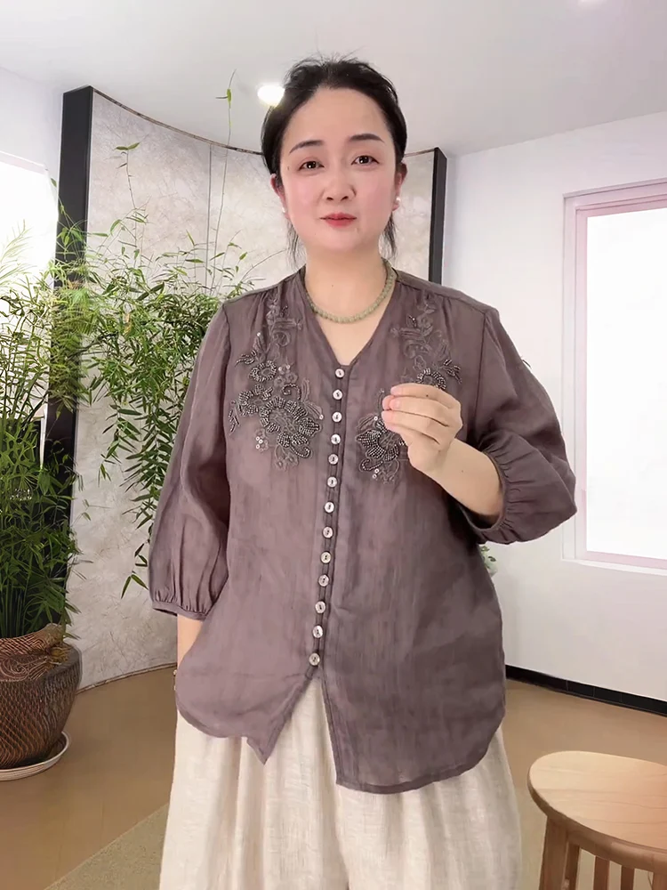 Elegant Embroidered Tunic Shirt Women's New Chinese Style Half Sleeve High Collar Straight Cut Machine Washable V-neck Lanter...
Elegant Embroidered Tunic Shirt Women's New Chinese Style Half Sleeve High Collar Straight Cut Machine Washable V-neck Lanter...
